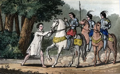 Charles VI fångad i galenskap i skogen Le Mans - Designad och graverad av Ambroise Tardieu 1825.