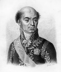 Dominique Catherine, Marquis de Pérignon Maréchal de France (1754 till 1818).- i” Porträtt av de franska generalerna efter fransmännens segrar och erövringar””. Graverad av Ambroise Tardieu 1818. Stella Collection.