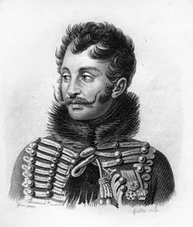 General greve Antoine de Lasalle (1775-1809), dödad i Wagram.- i "Porträtt av franska generaler efter fransmännens segrar och strider"". Graverad av Ambroise Tardieu 1818. Stella Collection.