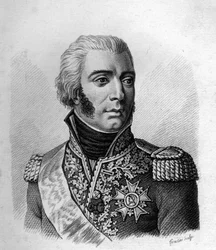 Jean - Baptiste Bessières hertig av Istrien Maréchal av Frankrike (1768 till 1813).- i Porträtt av de franska generalerna efter fransmännens segrar och erövringar. Graverad av Ambroise Tardieu 1818. Stella Collection.