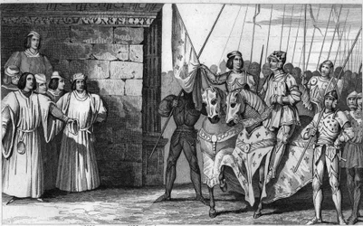 Jeanne d’Arc (1412-31) anländer till Reims 1429 för att invänta Karl VII:s (1403-61) kröning - Karl VII, kallad ”den segerrike” (1403-1461) - Engelsmännen belägrade Orléans, men Jeanne d’Arc hävde belägringen, befriade Orléans och förde kungen till Reims