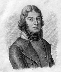 Porträtt av general Lazare Louis Hoche (1768-1797) - i "" Porträtt av de franska generalerna efter fransmännens segrar och erövringar". Graverad av Ambroise Tardieu 1818. Stella Collection.
