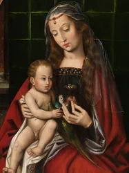 Detalj av Madonna (olja på panel)