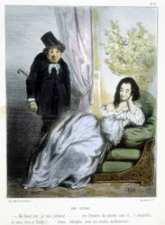 En scen - i "" Madeleines"" av Cham, ca 1870-1880