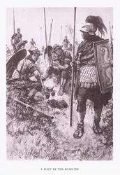 Ett stopp vid vägkanten, illustration från The Roman Soldier, 1928