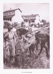 Vid ett posthus, illustration från The Roman Soldier, 1928