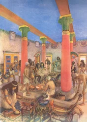 Domestic Life in Egypt, från MacMillan skolaffischer, ca 1950-60-talet