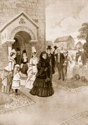Drottning Victorias liv i Osborne: Hennes Majestät i Whippingham Church, från "The Illustrated London News", 1901