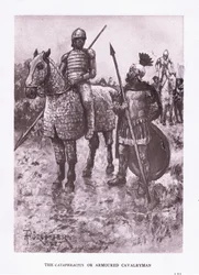 Cataphractus eller pansarkavallerist, illustration från The Roman Soldier, 1928