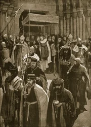 Utgången efter Rikard II:s kröning, aftonen före den helige Kenelms dag, 16 juli 1377, ur "The Illustrated London News", 1902