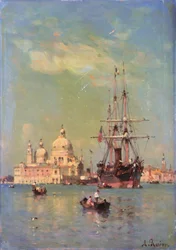 Utsikt över Venedig (olja på duk)