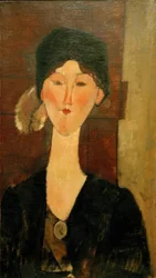 Beatrice Hastings framför en dörr