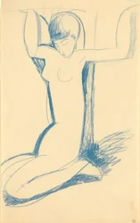 Knästående blå karyatid, ca. 1911