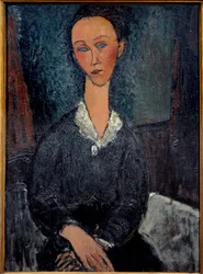 La woman au col blanc Målning av Amedeo Modigliani (1884-1920) 1900-talets sön. 0,92x0,6 m Grenoble, musee des Beaux Arts