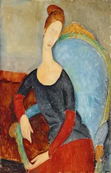 Mme Hébuterne i en blå stol, 1918