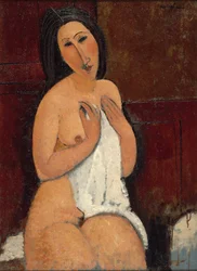 Sittande naken i skjorta, 1917.