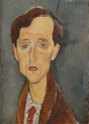 Porträtt av Frans Hellens (1881-1972) par Modigliani, Amedeo (1884-1920). Olja på duk, storlek: 46x34