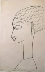Kvinnans profil. Kvinnlig profil. Teckning av Amedeo Modigliani (1884-1920), 1910-1911. New York, Museum of Modern Art
