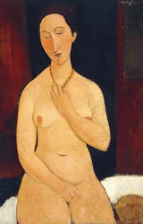 Sittande naken med halsband, 1917