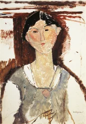 Studie för porträtt av Beatrice Hastings av Amedeo Modigliani (1884-1920), olja på kartong, 69x49 cm