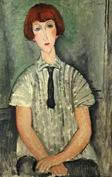 Ung flicka i randig skjorta, 1917