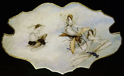 Fairies Playing on Insects, ca 1860 (akvarell och penna på papper)