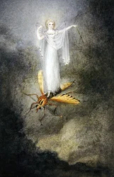 The Moth Fairy, ca 1860 (akvarell, penna och svart bläck)