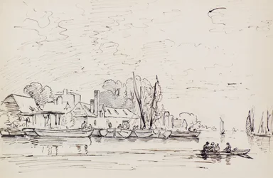 A River Scene with Barges, ca 1803 (penna)