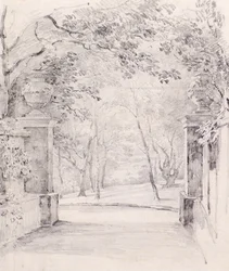 Utsikt från ingången till Bromley, ca 1810 (penna)