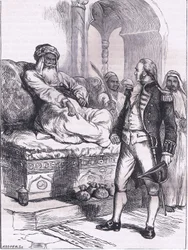 Captain Bainbridge and the Dey of Algiers, illustration från Cassells History of the United States publicerad av Cassell, Petter & Galpin, c.1900 (litho)