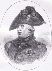 King George III, illustration från Cassells History of the United States publicerad av Cassell, Petter & Galpin, c.1900 (litho)