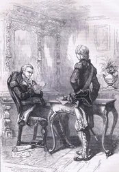 Lafayette och Washington, illustration från Cassells History of the United States publicerad av Cassell, Petter & Galpin, c.1900 (litho)