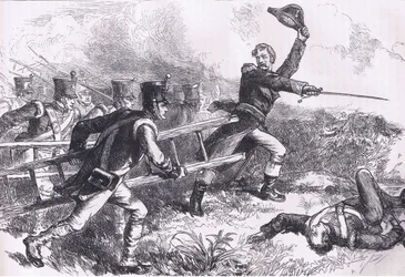 Pakenham leder attacken av New Orleans, illustration från Cassells History of the United States publicerad av Cassell, Petter & Galpin, c.1900 (litho)