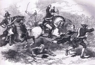 Rout of the lojale rekryter, illustration från Cassells History of the United States publicerad av Cassell, Petter & Galpin, c.1900 (litho)