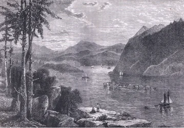 Hudson Highlands, illustration från Cassells History of the United States publicerad av Cassell, Petter & Galpin, c.1900 (litho)