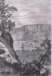The Palisades of the Hudson, illustration från Cassells History of the United States publicerad av Cassell, Petter & Galpin, c.1900 (litho)