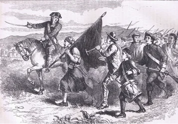 Folkmassan på Springfield med den svarta flaggan, illustration från Cassells History of the United States publicerad av Cassell, Petter & Galpin, c.1900 (litho)