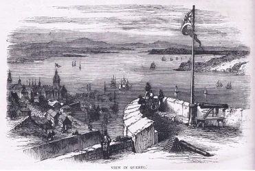 View in Quebec, illustration från Cassells History of the United States publicerad av Cassell, Petter & Galpin, c.1900 (litho)