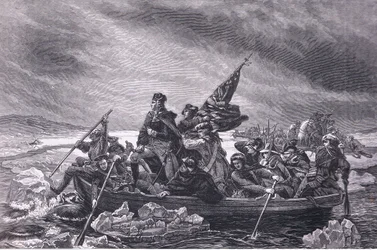 Washington korsar Delaware, illustration från Cassells History of the United States publicerad av Cassell, Petter & Galpin, c.1900 (litho)