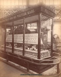 American Watch Co.s utställning, huvudbyggnaden, internationella hundraårsutställningen, Philadelphia, 1876