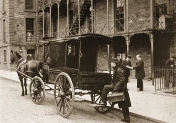 En ambulans vid Bellevue Hospital, New York City, 1896
