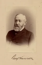Benjamin Harrison (1833-1901), USA:s 23:e president, foto av George Prince, Washington DC (albumfoto)