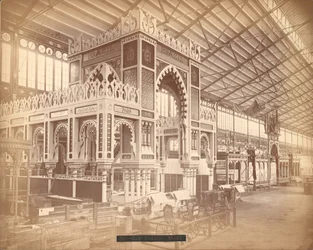 Den brasilianska och nederländska avdelningen, huvudbyggnaden, den internationella hundraårsutställningen, Philadelphia