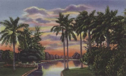 Lago del Country Club, Lake at Country Club Park (färgad bild)