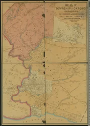 Karta över Township of Oxford, Boroughs of Frankford & Bridesburg med delar av Bristol, N. Liberties och Cheltenham Townships, 1849