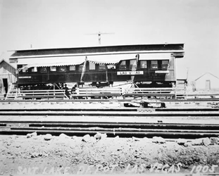 Depån, väntrummet och biljettkontoret i Las Vegas Salt Lake Railroad, Nevada