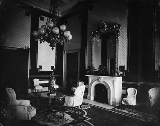 Vita husets interiör, Old Green Room, Presidents Study, 1860-80