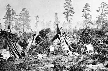 Yosemite Indian Huts, ca 1870-talet