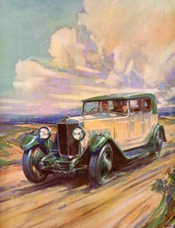 En 1920-talsroadster kör fort på en grusväg