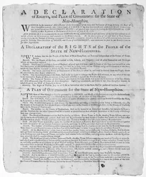 En deklaration om rättigheter och regeringsplan för staten New Hampshire, 1779 (tryck)